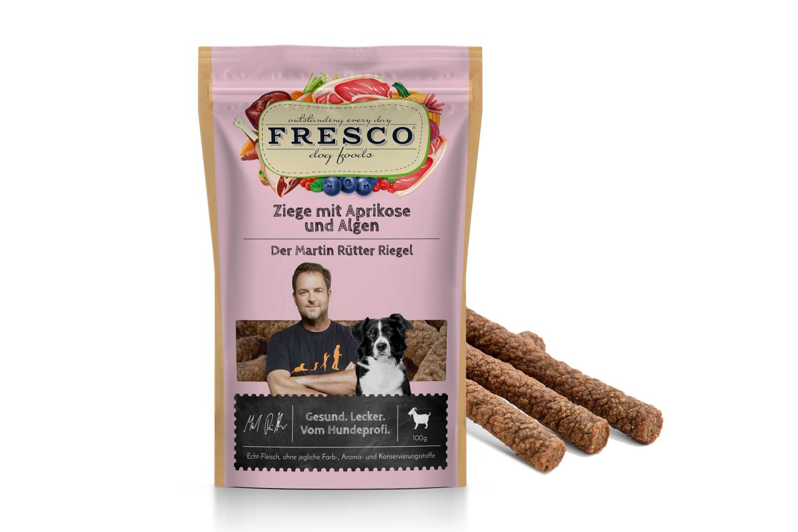 Fresco Ziege mit Aprikose und Algen Riegel, 100g – BARF KISTE Fresco Ziege mit Aprikose und Algen Riegel, 100g – BARF KISTE